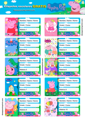 Etiquetas Escolares Peppa Pig Editables Grati